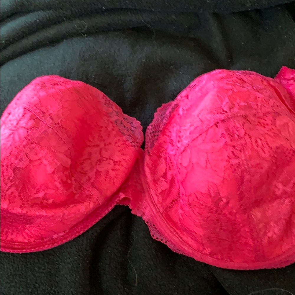 Pink lace bra
